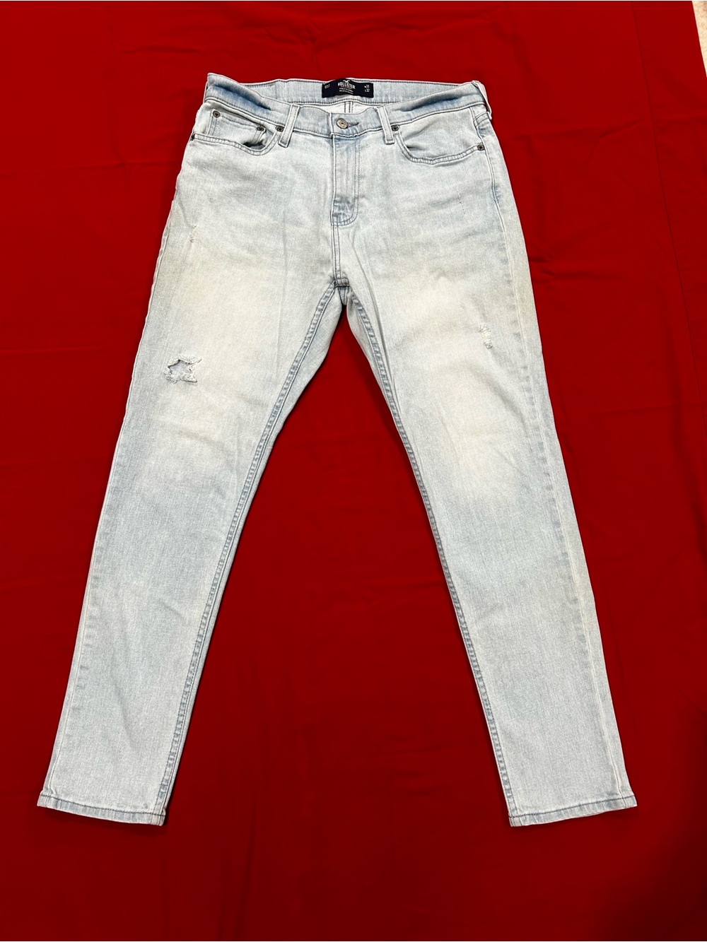 Hollister Men's Skinny Jeans in Light Blue Wash